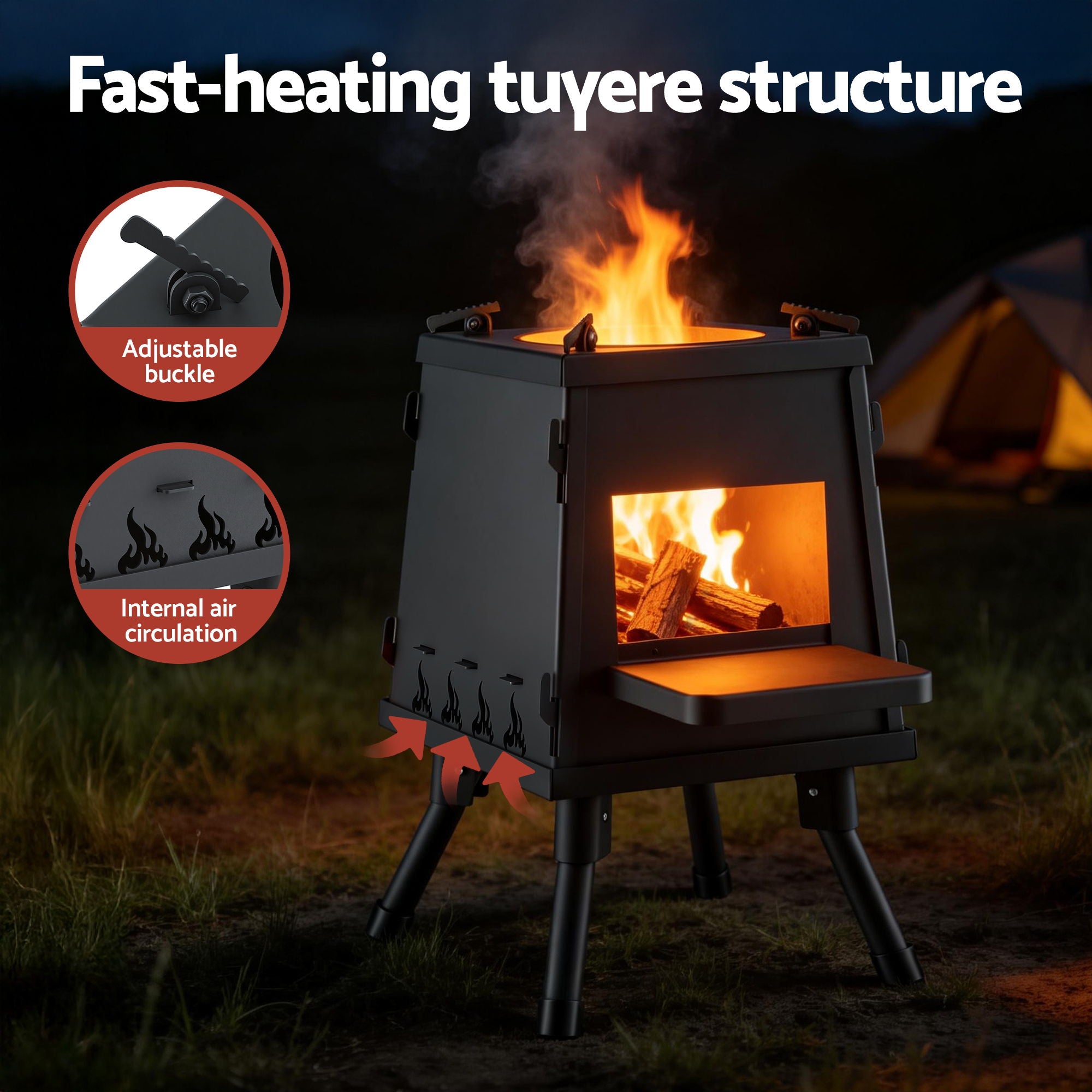 Grillz Fire Pit BBQ Portable Outdoor Fireplace Metal Camping Stove for Boiling Water, BBQ, Picnics