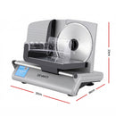 Devanti Meat Slicer Bread Vegetable, 200W Power 0-15mm Adjustable Easy Clean Stable Stainless Steel Blade Food Slicer for Kitchen Commercial, Silver