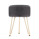 Artiss Ottoman Foot Stool Velvet Stripe Round Grey