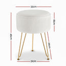 Artiss Ottoman Foot Stool Vanity Velvet Round White