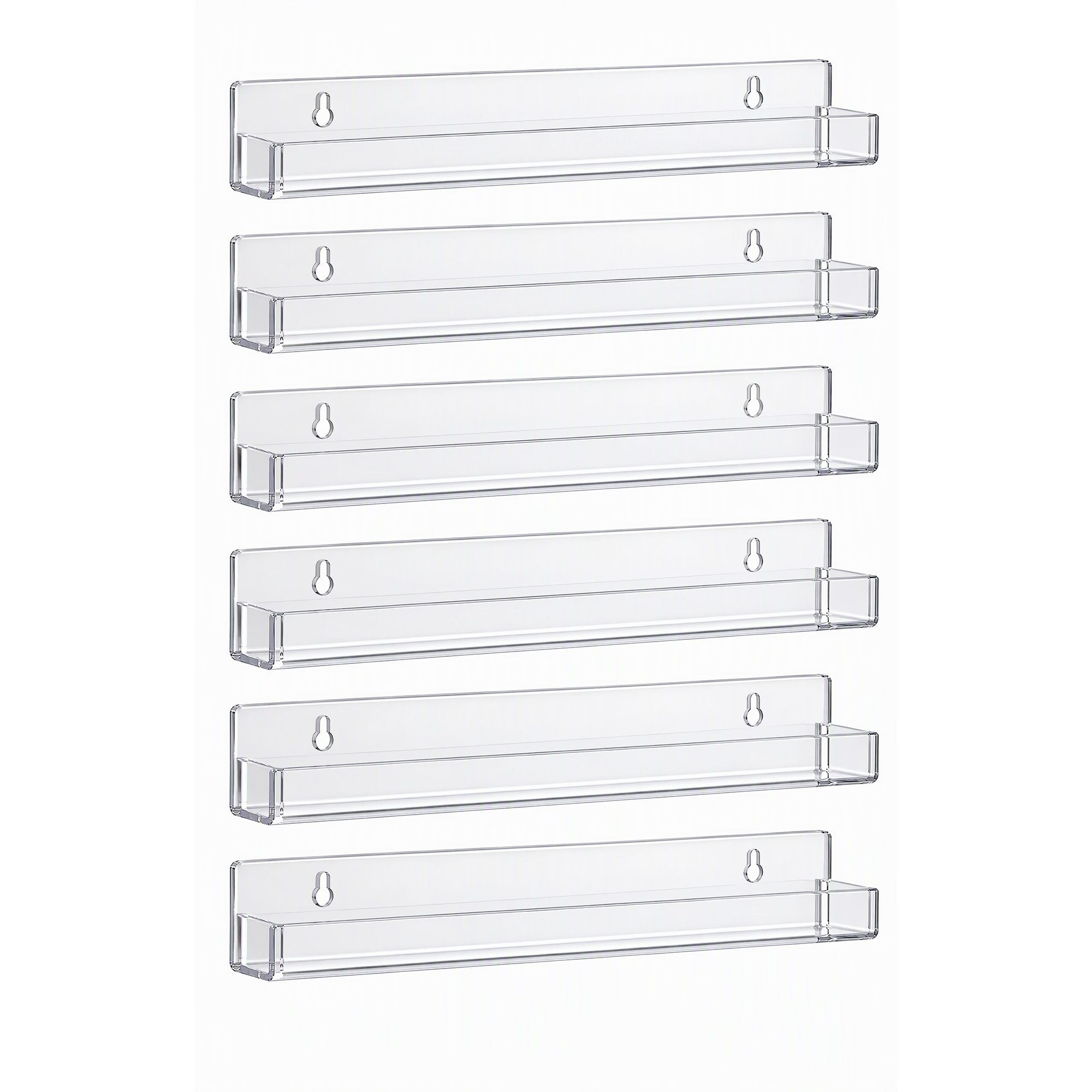 Artiss 6-Pack Acrylic Wall Shelves, Clear Floating Display Shelf with Detachable Panels & Front Lip