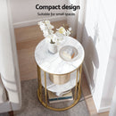 Artiss Coffee Table 2-Tier Round Marble Effect White&Gold
