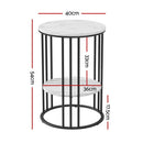 Artiss Coffee Table 2-Tier Round Marble Effect