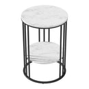 Artiss Coffee Table 2-Tier Round Marble Effect