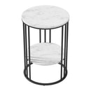 Artiss Coffee Table 2-Tier Round Marble Effect