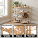 Artiss 4 Tier Shoe Rack Bamboo Storage Organiser Pine