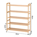 Artiss 5 Tier Shoe Rack Bamboo Storage Organiser Pine