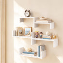 Artiss Floating Wall Shelves Set of 5 Mounted U-Shape Display Ledge, White