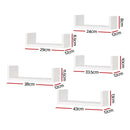 Artiss Floating Wall Shelves Set of 5 Mounted U-Shape Display Ledge, White