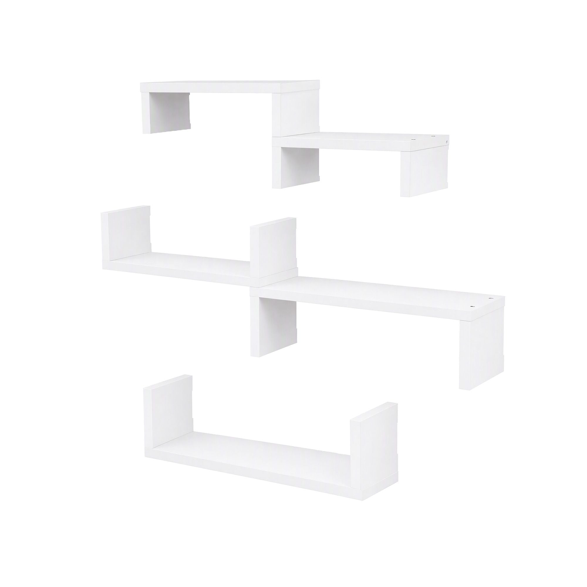 Artiss Floating Wall Shelves Set of 5 Mounted U-Shape Display Ledge, White