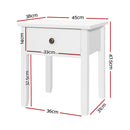 Artiss Bedside Table 1 Drawer - BOW White