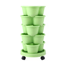 Green Fingers 5 Tier Vertical Garden Planter, Stackable Planters with Wheels, Light Green, Garden Bed, Garden Tower Indoor Outdoor, Auto Drainage System, for Strawberries, Herbs, Flowers, Vegetables