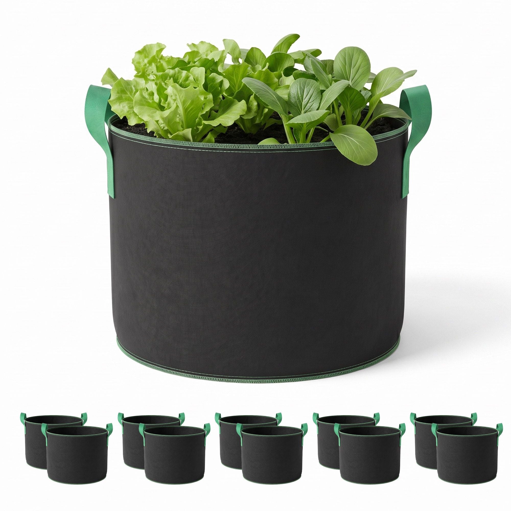Green Fingers 20 Gallon Grow Bags 300gsm thick Aeration Fabric Pots 10 Pack