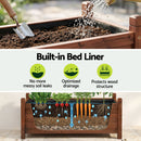 Green Fingers Garden Bed Wooden Planter Box Raised Container Growing 90x30x33cm Brown