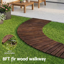 Gardeon 8FT Wooden Garden Pathway Roll-Out Curved Walkway Outdoor Backyard Charcoal Brown