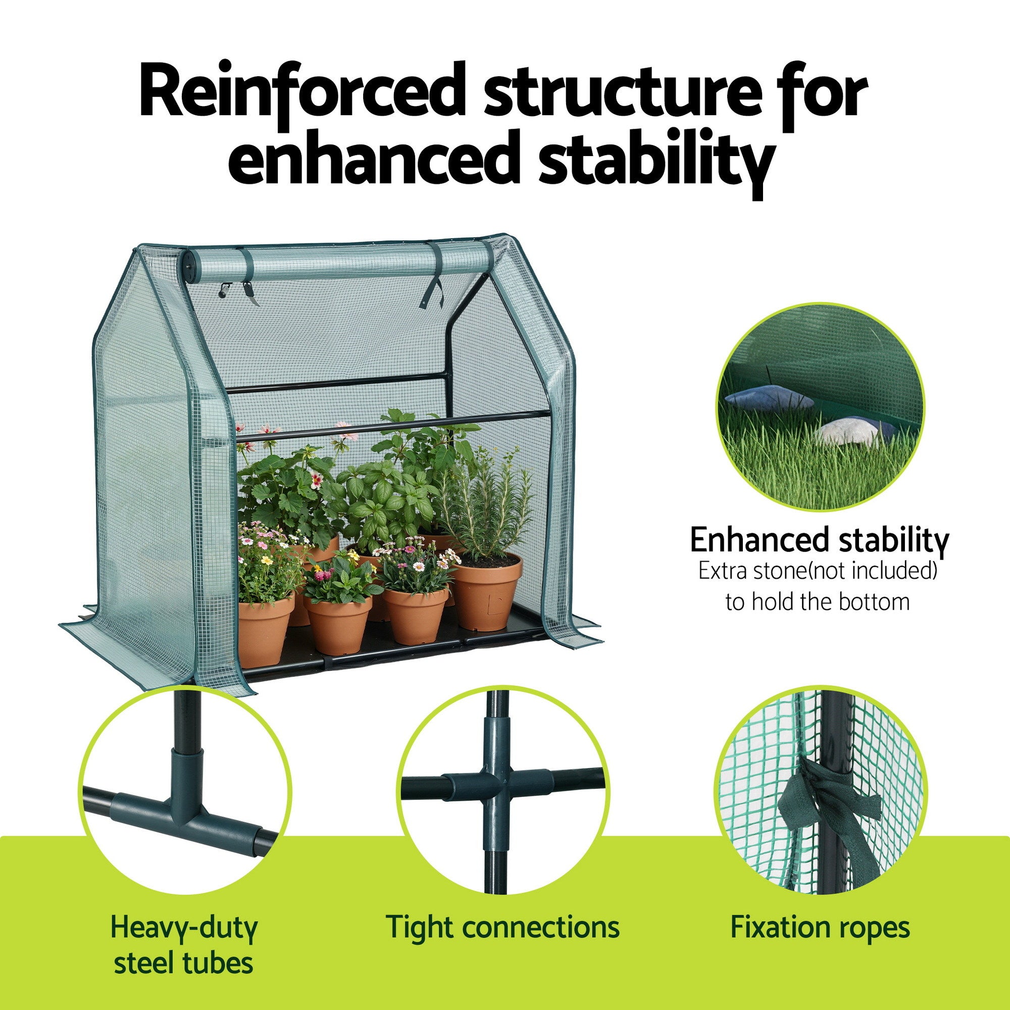 Green Fingers Mini Greenhouse 91x46x84cm Steel Frame PE Cover Outdoor Shelter