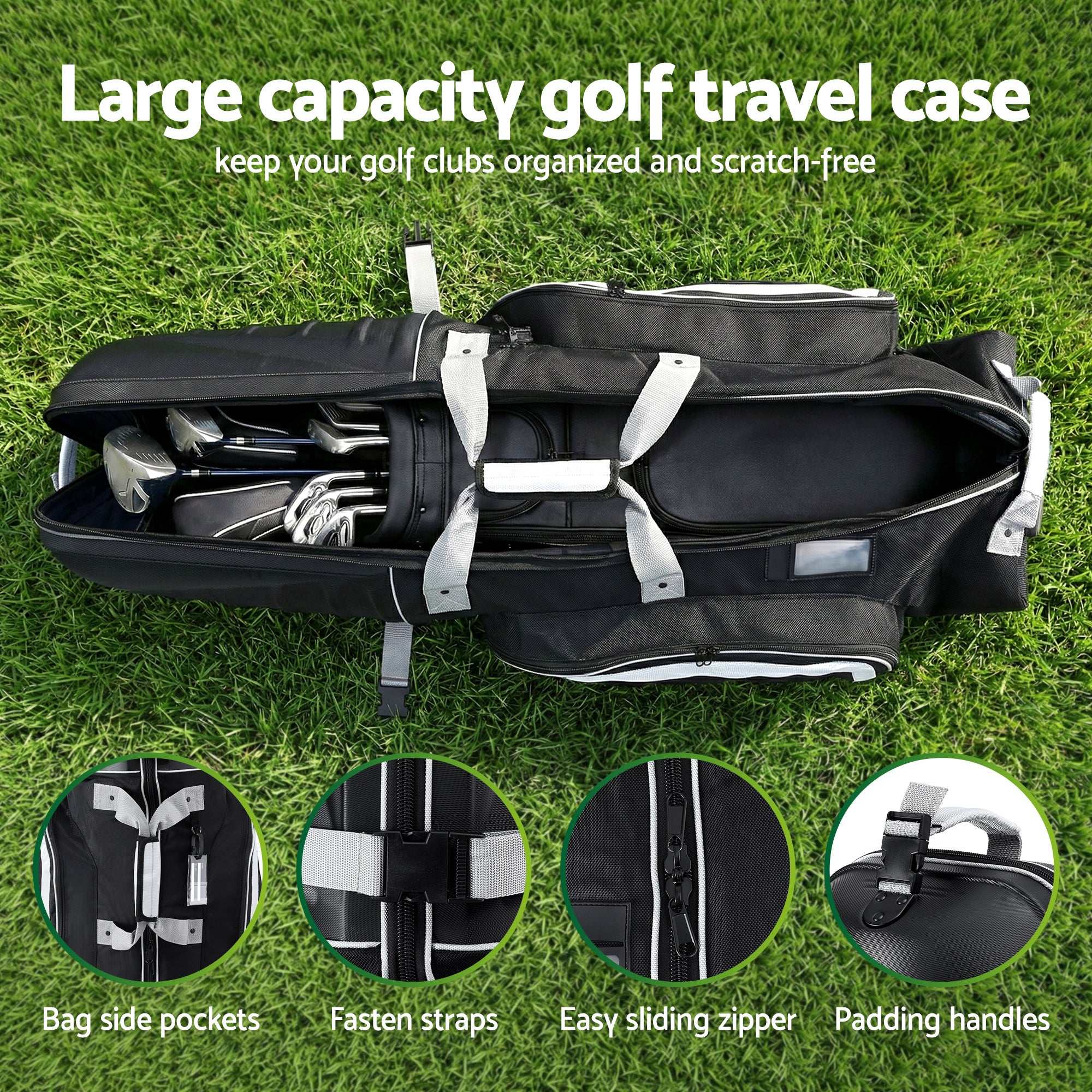 Everfit Golf Travel Bags for Airlines with Wheels Golf Clubs Hard Case Foldable