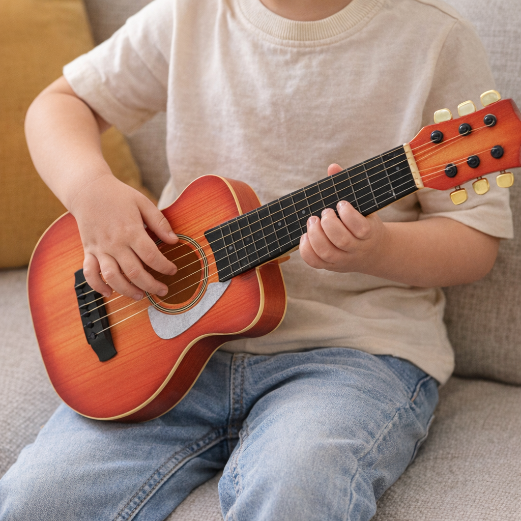 Vibrant Vibes Kids Toy Guitar – Red Mini Acoustic, Musical Learning Instrument