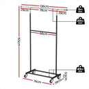 Artiss Clothes Rack Double Rod Airer Rail Coat Stand Adjustable Hanger