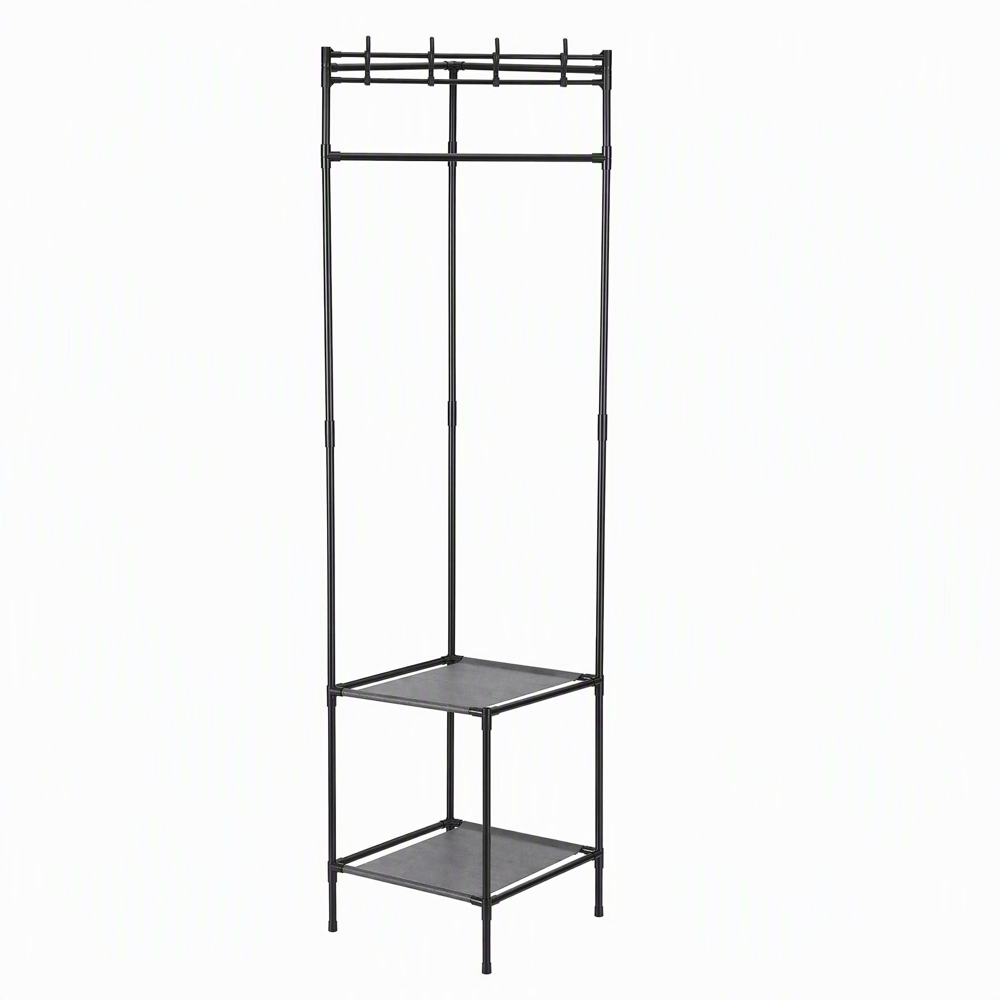 Artiss Coat Rack 181cm Freestanding Corner Hall Tree Garment Organiser Storage Shelf 8 Hooks Black