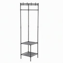 Artiss Coat Rack 181cm Freestanding Corner Hall Tree Garment Organiser Storage Shelf 8 Hooks Black