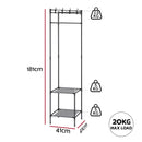 Artiss Coat Rack 181cm Freestanding Corner Hall Tree Garment Organiser Storage Shelf 8 Hooks Black