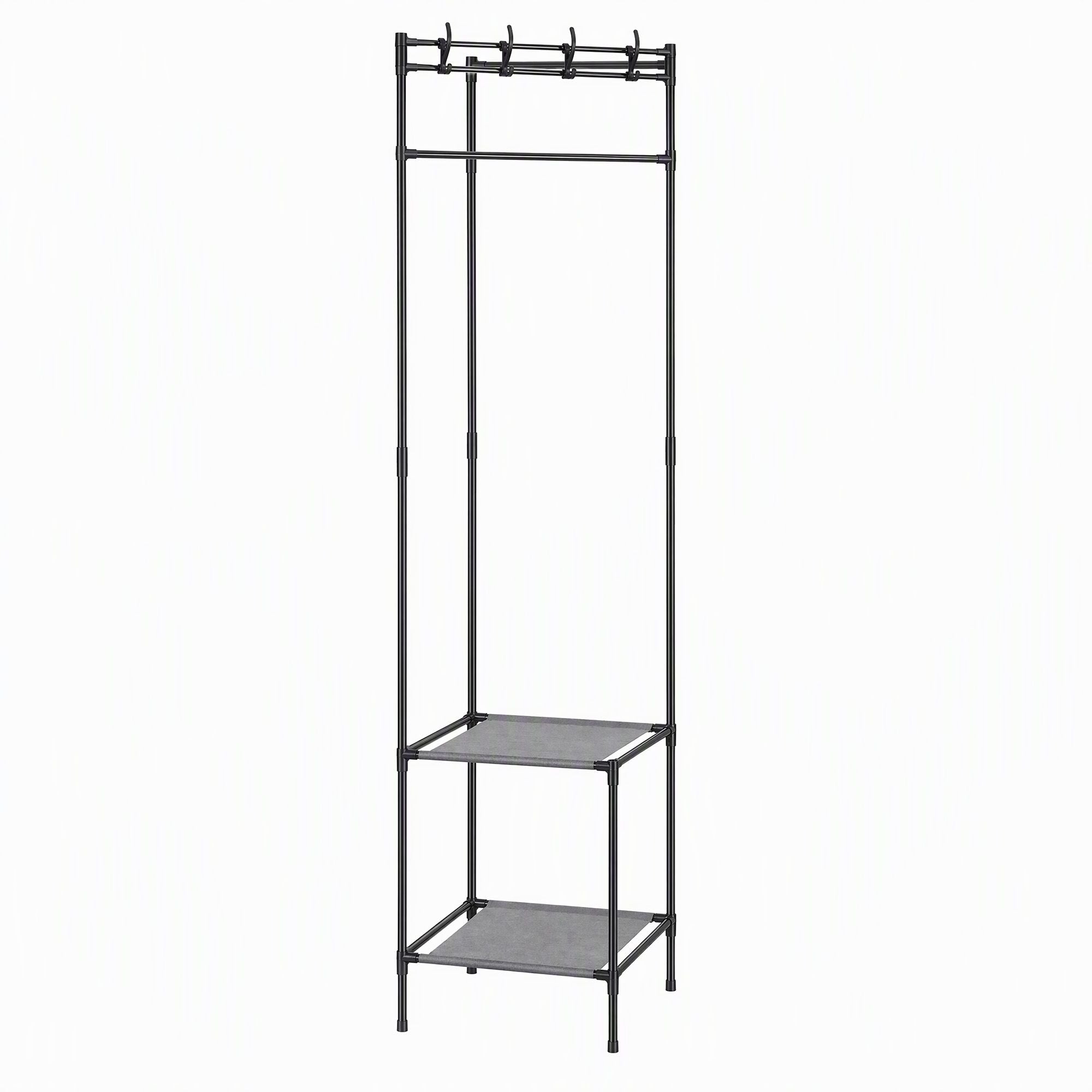 Artiss Coat Rack 181cm Freestanding Corner Hall Tree Garment Organiser Storage Shelf 8 Hooks Black