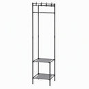 Artiss Coat Rack 181cm Freestanding Corner Hall Tree Garment Organiser Storage Shelf 8 Hooks Black