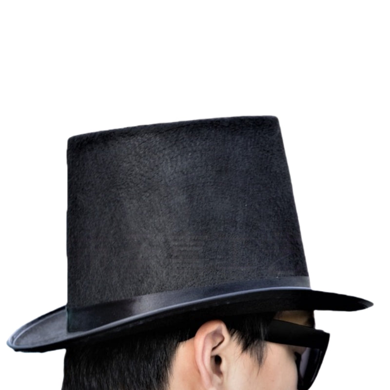Classic Black Felt Top Hat – Vintage Elegance for Formal Wear or Costume