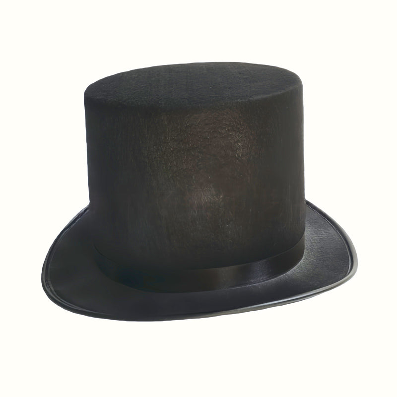 Classic Black Felt Top Hat – Vintage Elegance for Formal Wear or Costume