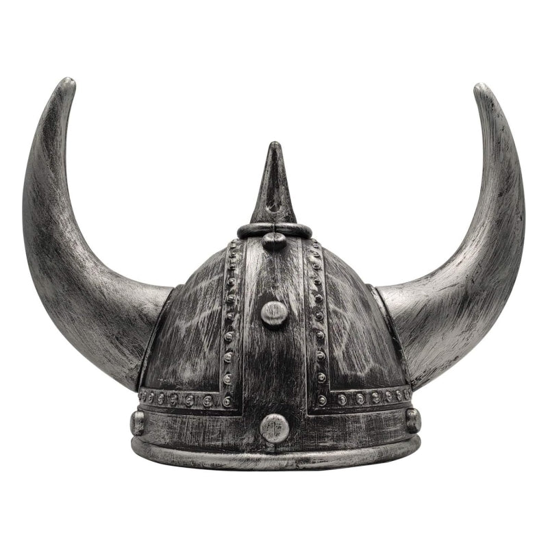 Viking Helmet Medieval Viking Horned Hat Warrior Costume Hat Cosplay-Silver Black