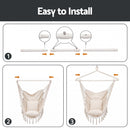 Gardeon Hammock Chair Camping Macrame Hanging Swing Cushions Metal Bar Cream