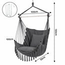 Gardeon Hammock Chair Camping Macrame Hanging Swing Cushions Metal Bar Grey