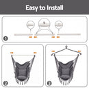 Gardeon Hammock Chair Camping Macrame Hanging Swing Cushions Metal Bar Grey