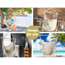 Gardeon Hanging Hammock Chair Outdoor Swing Hammocks Tassel Cream
