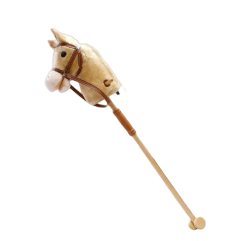 Kids Plush Hobby Horse Stick with Sound & Wheel – 4 Colours