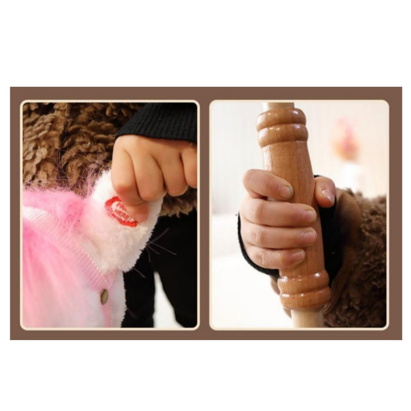 Plush Horse Head Stick with wheel and sound Safe Soft Sturdy Wooden Pole