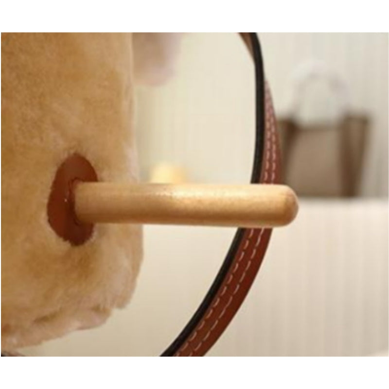 Kids Plush Hobby Horse Stick with Sound & Wheel – 4 Colours