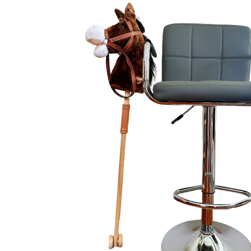 Plush Horse Head Stick with wheel and sound Safe Soft Sturdy Wooden Pole