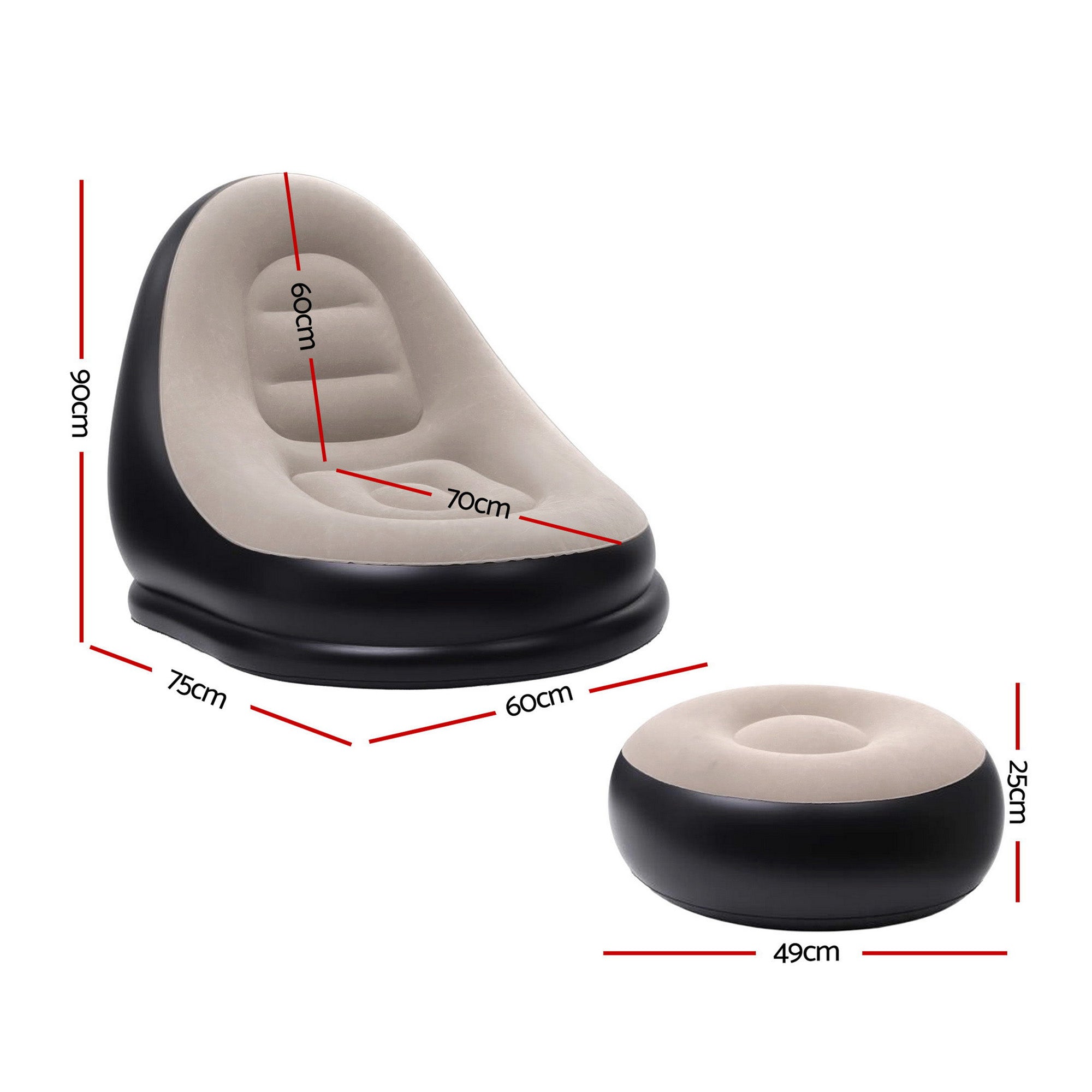 Gardeon Inflatable Chair with Ottoman Air Sofa Blow Up Air Chair for Camping with Pump
