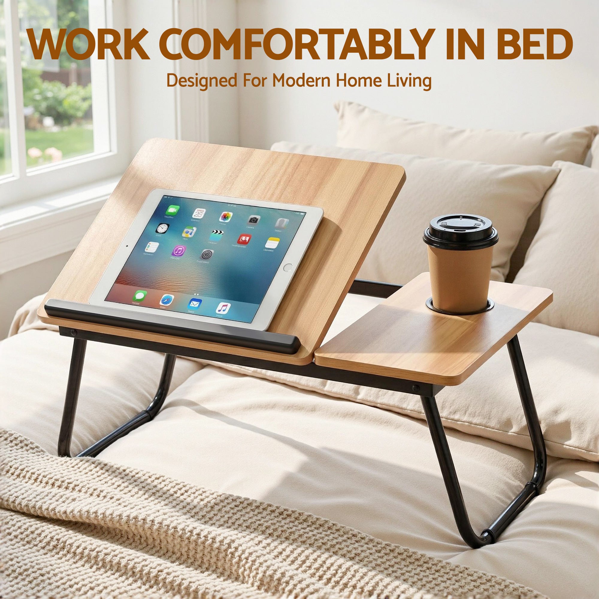 Artiss Laptop Desk Bed Table Foldable Portable Desktop Oak