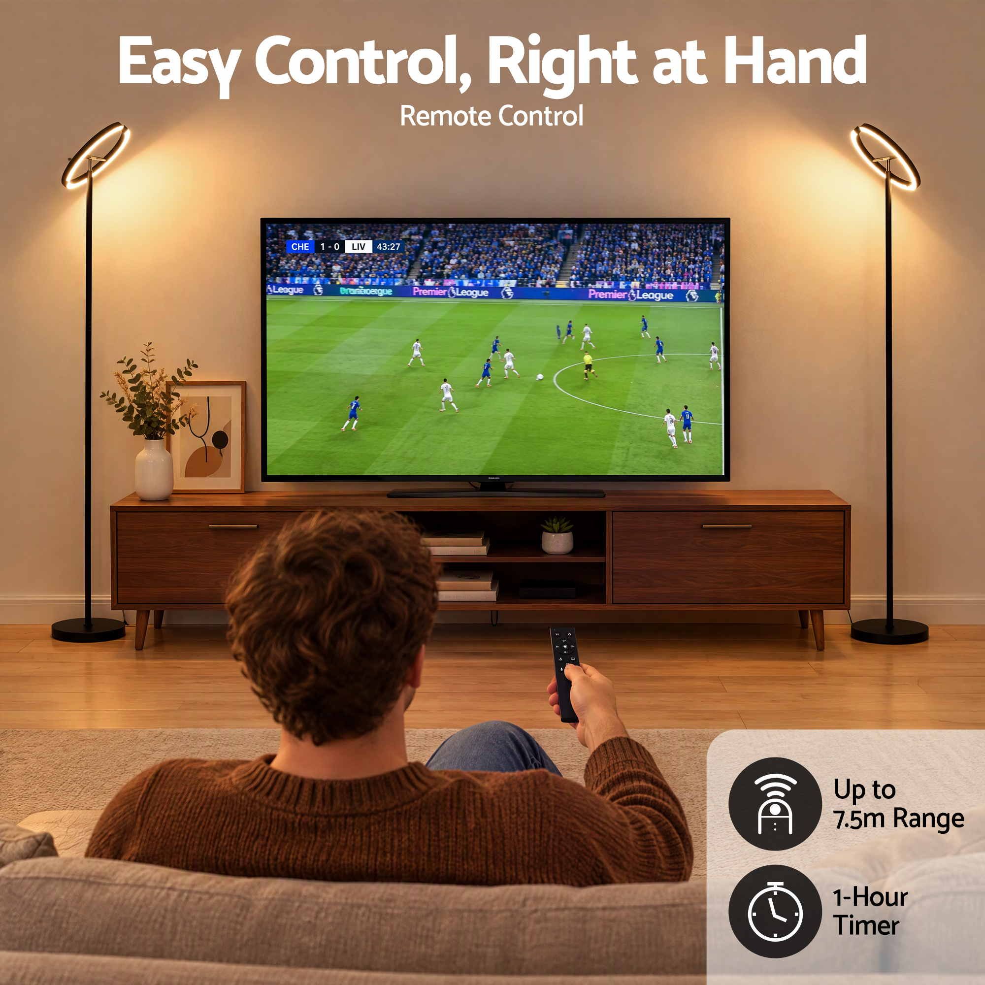 Artiss LED Floor Lamp with Dual Rotating Heads, Dimmable Light and Remote Control Black 20W