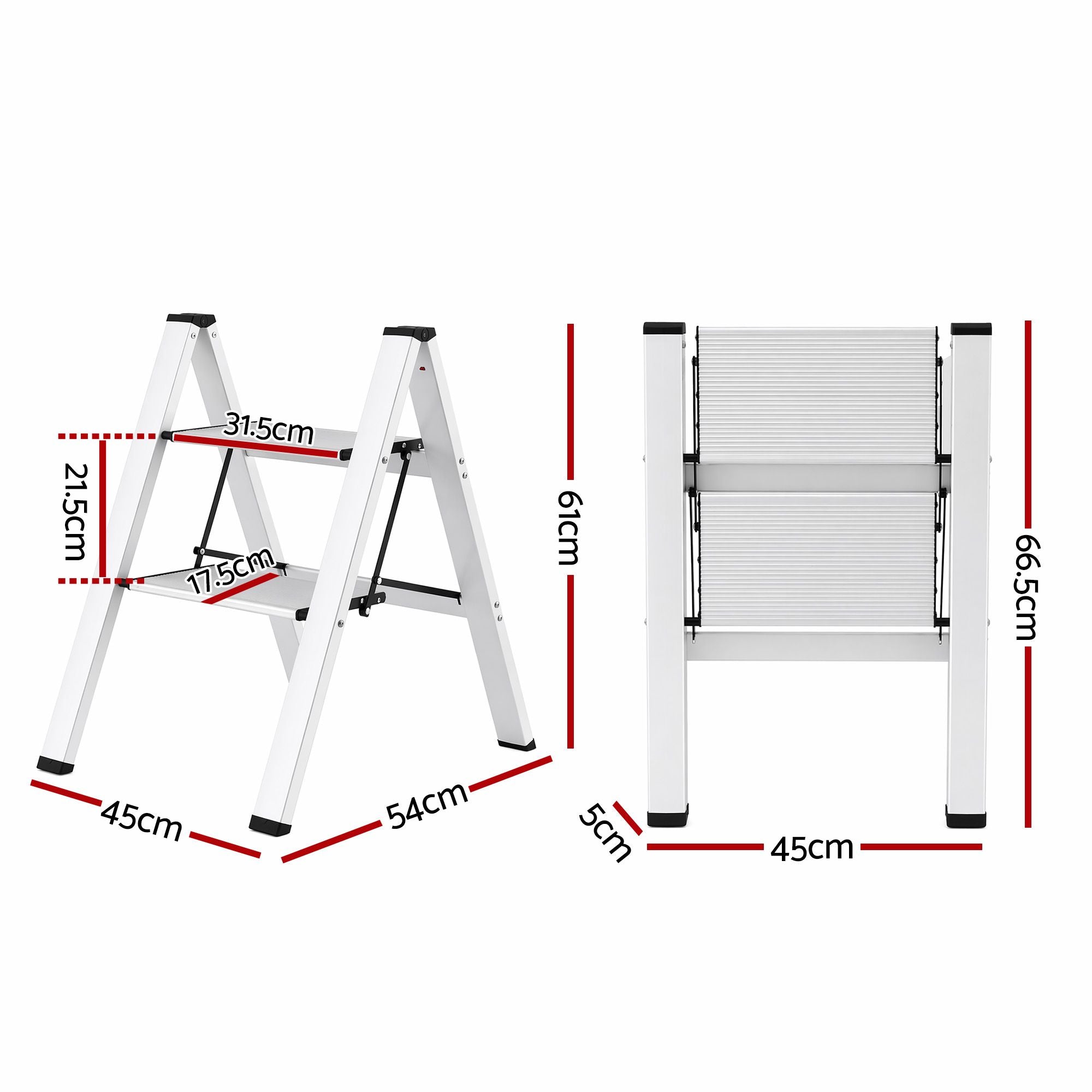 Giantz 2 Step Ladder Multi-Purpose Folding Aluminium Light Weight Platform