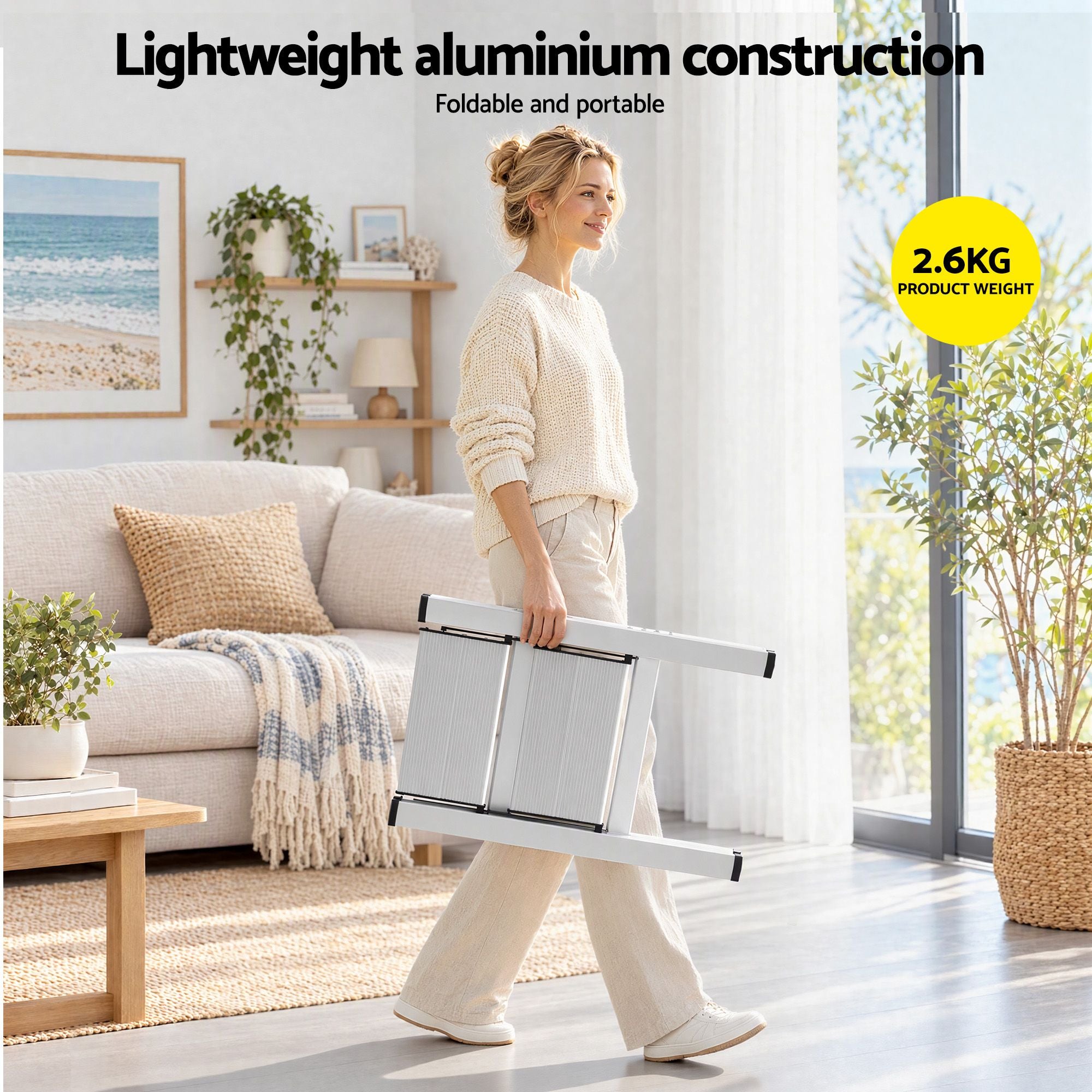 Giantz 2 Step Ladder Multi-Purpose Folding Aluminium Light Weight Platform