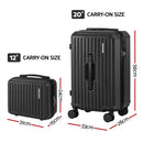 Wanderlite 2pcs Trunk Luggage Suitcase Travel Carry On TSA Lock 12" 20" Black