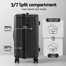 Wanderlite 2pcs Trunk Luggage Suitcase Travel Carry On TSA Lock 12" 20" Black
