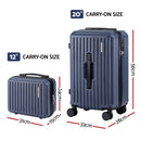 Wanderlite 2pcs Trunk Luggage Suitcase Travel Carry On TSA Lock 12" 20" Navy