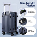 Wanderlite 2pcs Trunk Luggage Suitcase Travel Carry On TSA Lock 12" 20" Navy