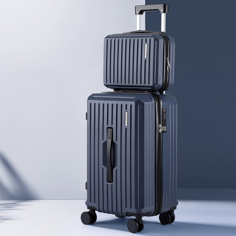 Wanderlite 2pcs Trunk Luggage Suitcase Travel Carry On TSA Lock 12" 20" Navy