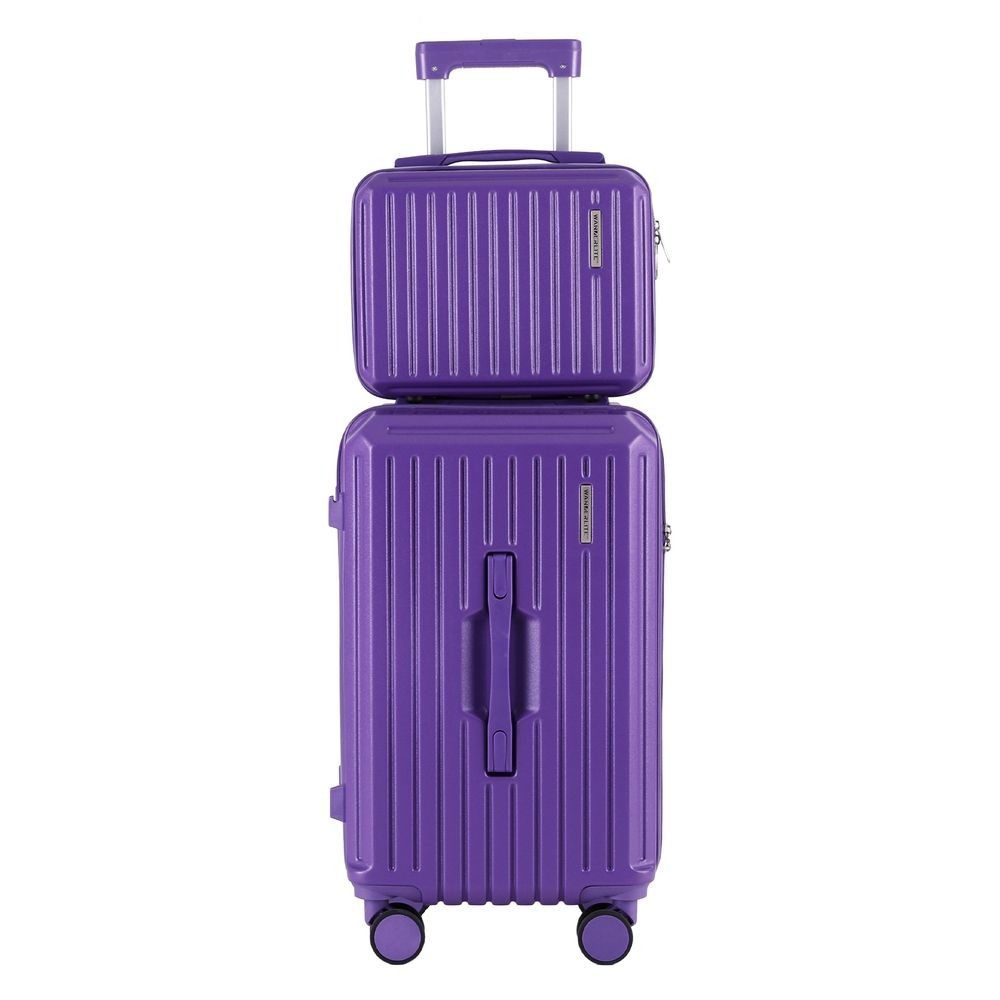 Wanderlite 2pcs Trunk Luggage Suitcase Travel Carry On TSA Lock 12" 20" Purple